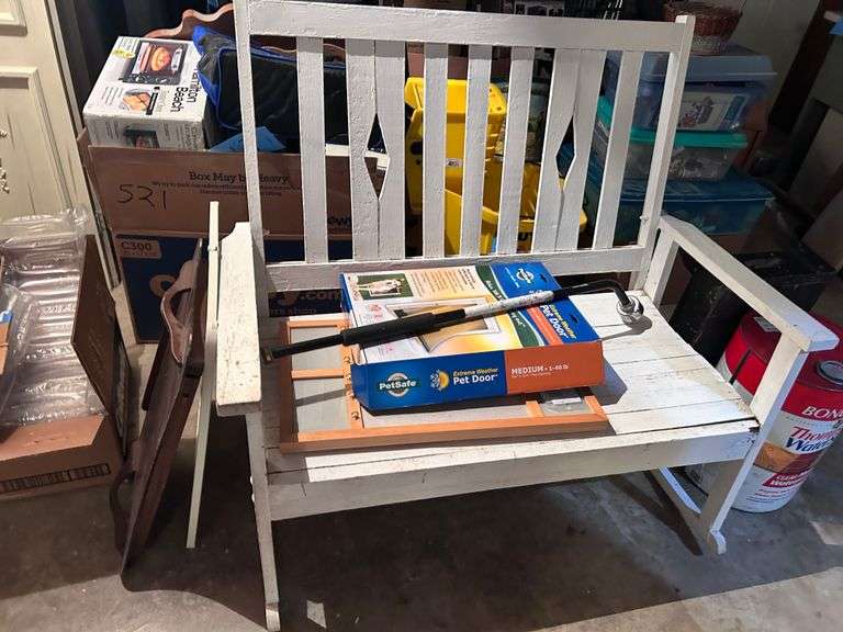 ROCKING WOODEN BENCH/PET DOOR/WATER HOSE WAND/TRAY/FOOTSTOOL