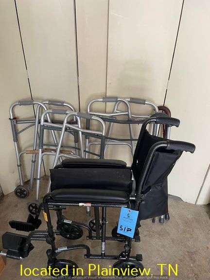 (2) COLLAPSIBLE WALKERS/WHEELCHAIR/(3) WALKING CANES