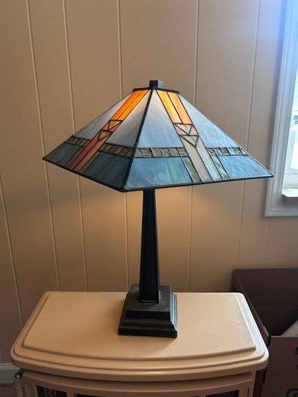 TIFFANY STYLE DESK LAMP-SQUARE