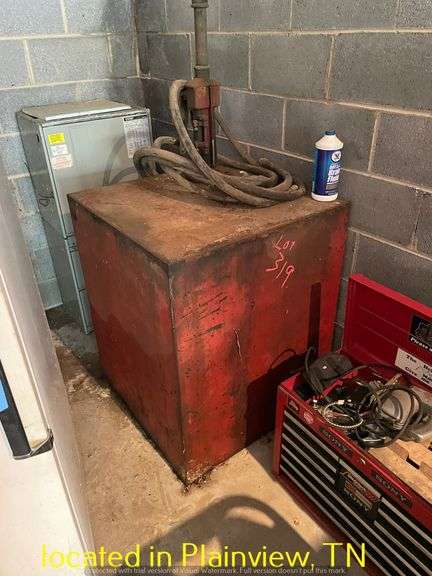 29"X29"X36" FUEL TRANSFER TANK WITH OLD PUMP