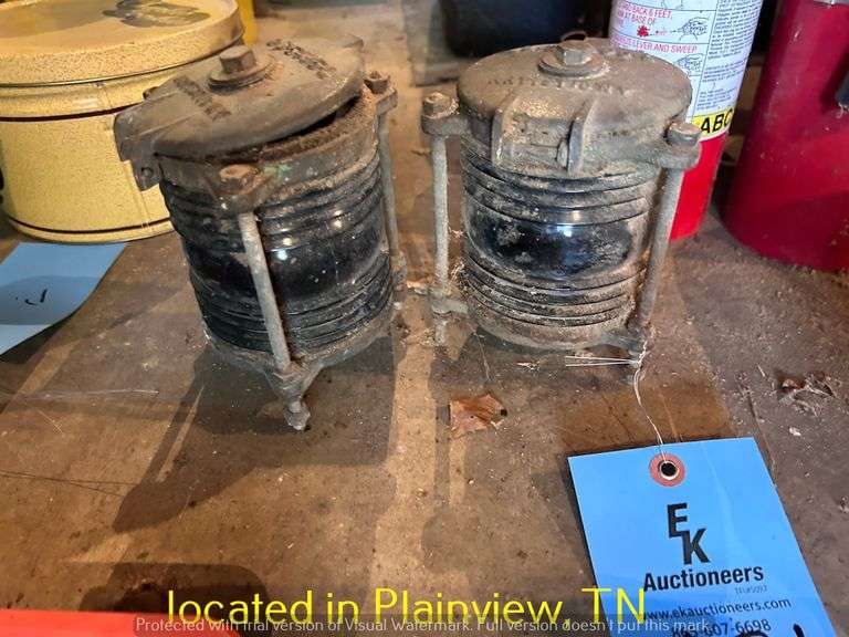 QTY (2) VINTAGE MARINE SIGNAL LIGHTS-BOTH BLUE
