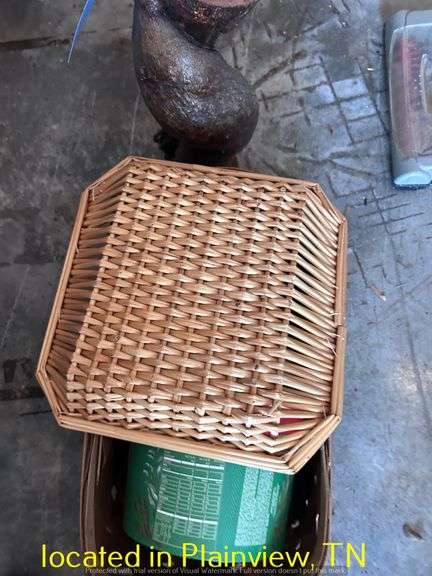 HOMEMADE LAMP AND (2) WICKER BASKETS