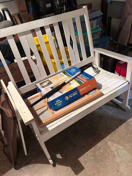 ROCKING WOODEN BENCH/PET DOOR/WATER HOSE WAND/TRAY/FOOTSTOOL