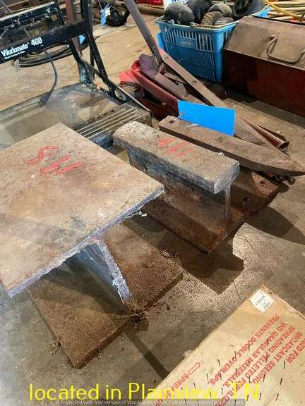 16" RAILROAD TRACK ANVIL/16" PIECE OF RAILROAD TRACK/14" PIECE OF I-BEAM