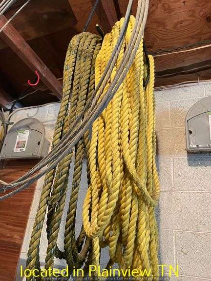 QTY (2) ROPES AND PIECE OF CABLE