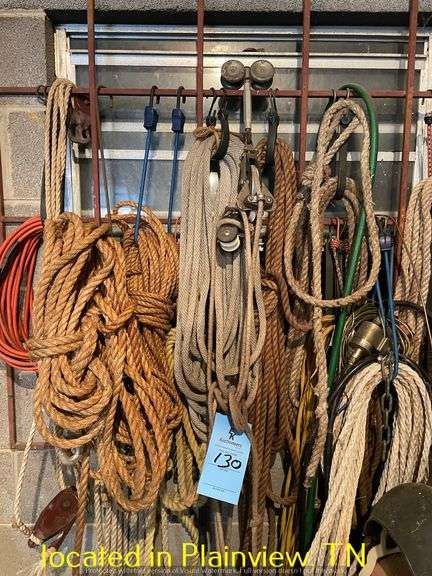LOT OF NYLON & GRASS ROPES--RACK NOT INCLUDED