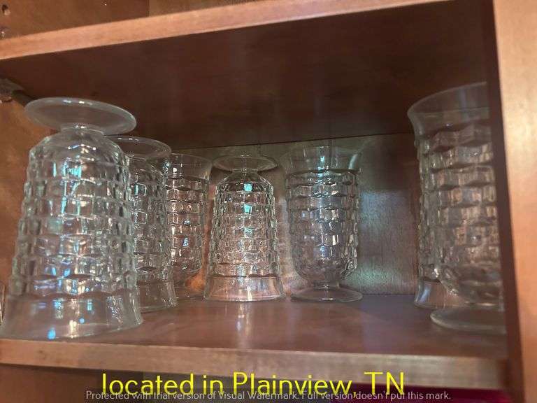 ASST BOWLS AND REMEKINS AND (8) CLEAR BASKET WEAVE TEA GLASSES