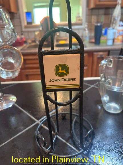 JOHN DEERE CERAMIC COOKIE JAR/PAPER TOWEL HOLDER/THERMOMETER