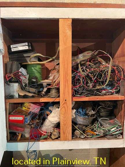 QTY (7) BOXES OF MISC ELECTRICAL WIRES & FITTINGS/PLUMBING-CABINET NOT INCLUDED