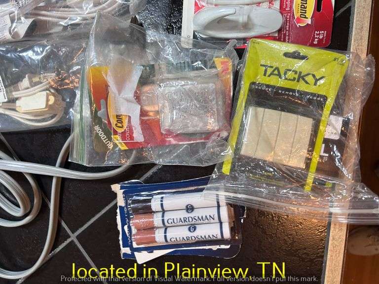 EXTENSION CORDS/COMMAND WALL STRIPS/FURNITURE PENS/3M HOOKS/CABINET LOCKS/COLEMAN GLOW STICKS