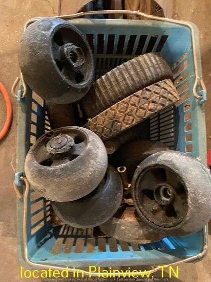 BASKET MISC SOLID MOWER WHEELS/WAGON WHEELS/METAL TOOLBOX/MISC TOOLS
