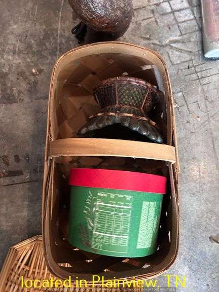 HOMEMADE LAMP AND (2) WICKER BASKETS