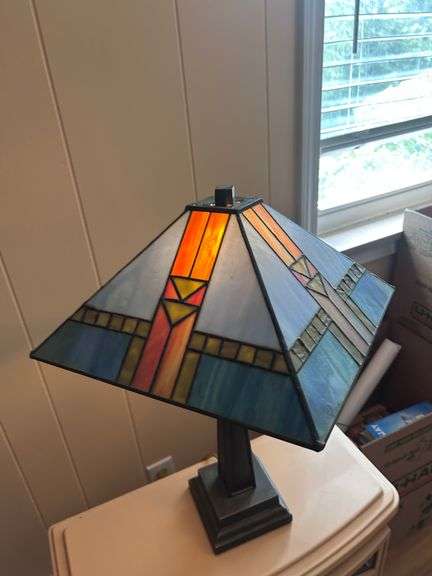 TIFFANY STYLE DESK LAMP-SQUARE