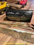 QTY (2) HANDPAINTED HANDSAWS AND MAILBOX