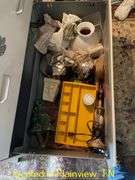 46.5X23.5X30 DESK & 36X28X20 2DRAWER FILING CABINET AND CONTENTS