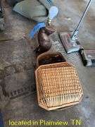 HOMEMADE LAMP AND (2) WICKER BASKETS