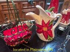 BELLA CASA BY GANZ SERVING BOWL AND PITCHER AND 2CANDLE HOLDERS AND SALT AND PEPPER SHAKER