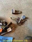 CAN OF LOCKS-MOST HAVE KEY ATTACHED