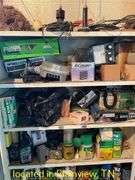 WHITE METAL CABINET WITH CONTENTS OF MISC CB RADIOS & ANTENNA