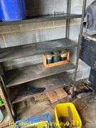 QTY (2) METAL SHELVES AND CONTENTS-