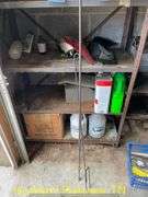 QTY (2) METAL SHELVES AND CONTENTS-