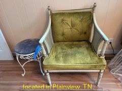 UPHOLSTERED CHAIR 34"H/PADDED STOOL 17.5"H/STOOL 16X14X13