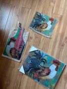 UNUSED GLASS ROOSTER CUTTING BOARDS/SERVING BOARDS -BIGGEST IS 15X11