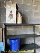 QTY (2) METAL SHELVES AND CONTENTS-