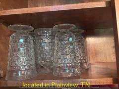 ASST BOWLS AND REMEKINS AND (8) CLEAR BASKET WEAVE TEA GLASSES