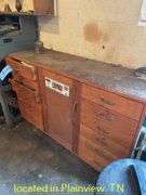 WOODEN 16"X18"X39" CABINET AND CONTENTS