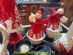 BELLA CASA BY GANZ SERVING BOWL AND PITCHER AND 2CANDLE HOLDERS AND SALT AND PEPPER SHAKER