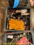 QTY (2) TRAYS OF MISC TOOLS/PARTS & CRATE OF DUCT TAPE