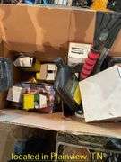 BOX OF JOHN DEERE FILTERS, PARTS AND MISC OIL
