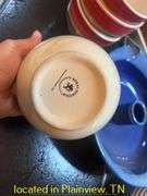 ASST BOWLS AND REMEKINS AND (8) CLEAR BASKET WEAVE TEA GLASSES