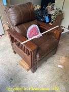 UPHOLSTERED CHAIR WITH WOODEN ARMS