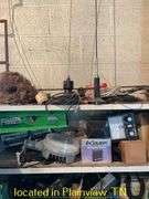 WHITE METAL CABINET WITH CONTENTS OF MISC CB RADIOS & ANTENNA