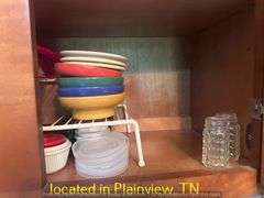ASST BOWLS AND REMEKINS AND (8) CLEAR BASKET WEAVE TEA GLASSES