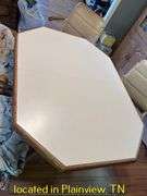48X36X29 KITCHEN TABLE WITH 12" LEAF & (4) ROLLING CHAIRS AND BAG OF ASSORTED PLASTIC AND FABRIC TAB