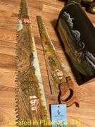 QTY (2) HANDPAINTED HANDSAWS AND MAILBOX