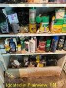 WHITE METAL CABINET WITH CONTENTS OF MISC CB RADIOS & ANTENNA