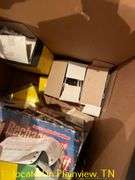 BOX OF JOHN DEERE FILTERS, PARTS AND MISC OIL