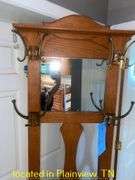 CUSTOM MADE HALL TREE WITH SEAT AND MIRROR 24WX15DX77H