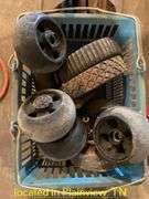 BASKET MISC SOLID MOWER WHEELS/WAGON WHEELS/METAL TOOLBOX/MISC TOOLS