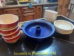 ASST BOWLS AND REMEKINS AND (8) CLEAR BASKET WEAVE TEA GLASSES