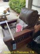 UPHOLSTERED CHAIR WITH WOODEN ARMS