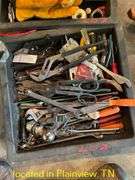 QTY (2) TRAYS OF MISC TOOLS/PARTS & CRATE OF DUCT TAPE