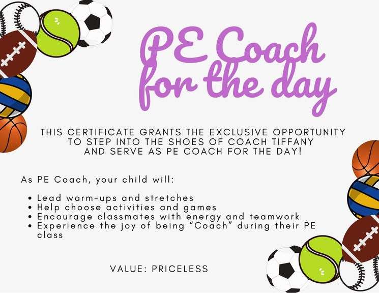 PE COACH FOR THE DAY