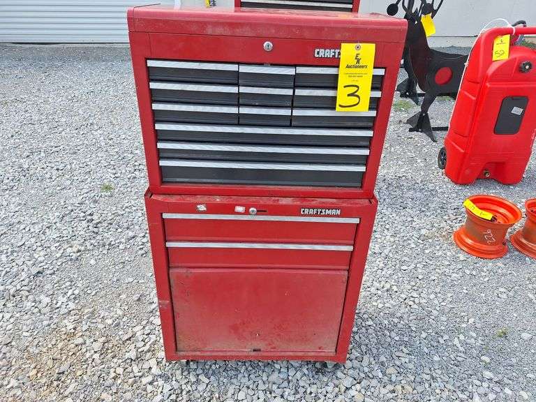 CRAFTSMAN DOUBLESTACK TOOLBOX WITH MISC TOOLS
