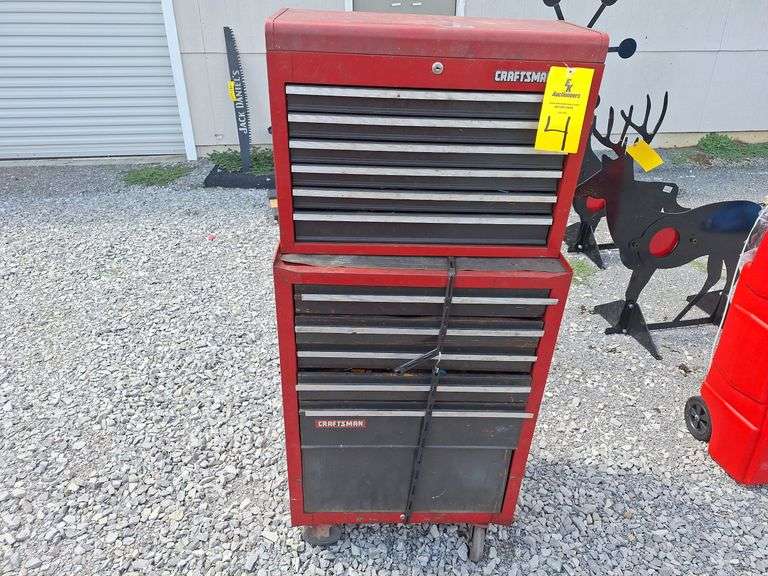 CRAFTSMAN DOUBLESTACK TOOLBOX WITH MISC TOOLS
