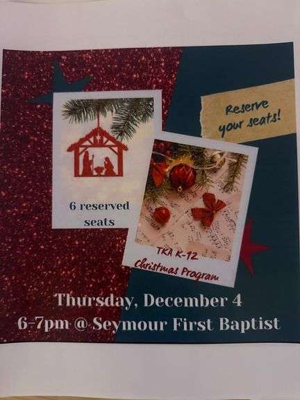 (6) RESERVED SEATS TO THE TKA K-12 CHRISTMAS PROGRAM THURSDAY DECEMBER 4 @6PM